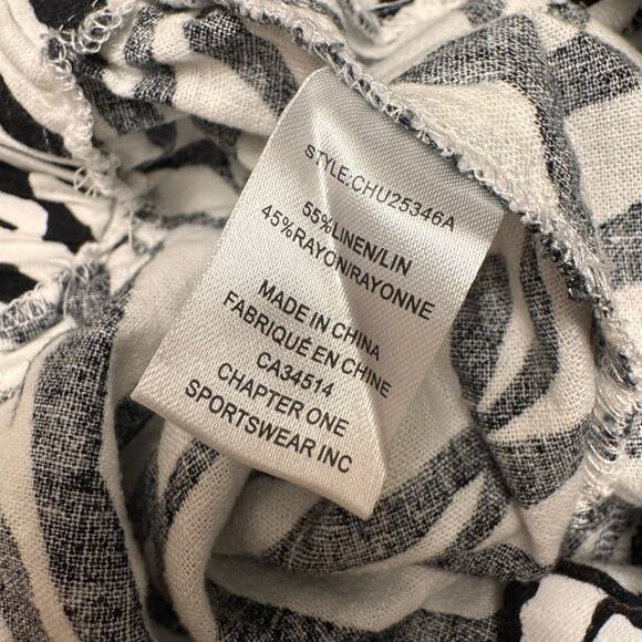 Rachel Zoe Zebra Print Wide Leg Pull On Pants Linen Blend Women's Size M Boho - Picture 6 of 9